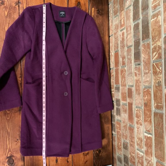 Kate Spade Saturday X-Small Purple Women's Soft Wool Blend Winter Pea Coat EUC - Picture 10 of 13